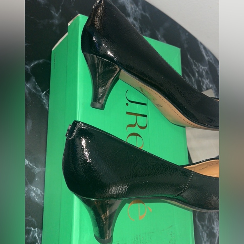 Women’s Dress Shoes Size 7.5 Black ASILAH Crinkle Patent J.RENEE Pumps AUTHENTIC - Picture 6 of 9